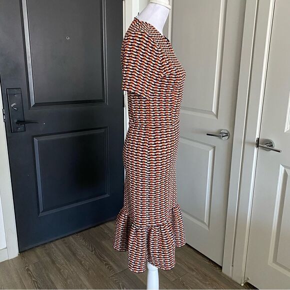 Opening Ceremony Lotus Check Stretch Flounce-Hem Dress Size S - Picture 3 of 9